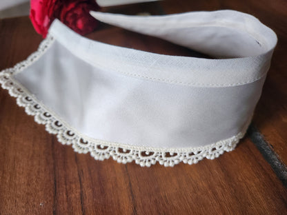Ancien  col tissu satiné  dentelle  vintage  B1-73