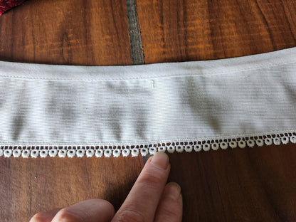 Ancien  col tissu blanc tramée  dentelle  vintage  B1-70