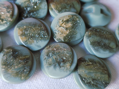 Lot 15 boutons vintage vert paillette joli pied 1,8 cm ref 3926
