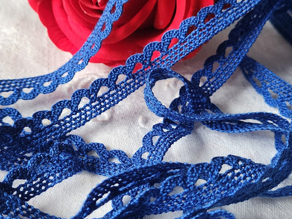 Dentelle vintage bleu foncé  coton 3 métres sur 1,3 cm A6
