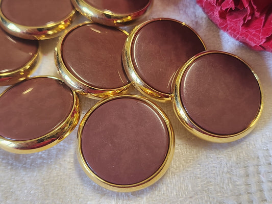 Lot 6 boutons vintage marron doré pied 2,3 cm lourd métal  ref 165