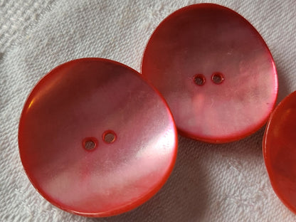 Lot 4 gros bouton vintage en nacre rose flashy incurvé 3,2 cm ref 1232