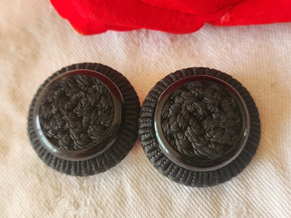 Duo boutons anciens passementerie vintage gros 2,6 cm G12O