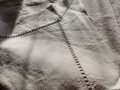 Ancien grand drap  toile lin jour tiré 220 cm sur 265 cm B7