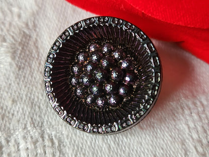 Bouton en verre vintage violet mordoré 25,2 cm D10F