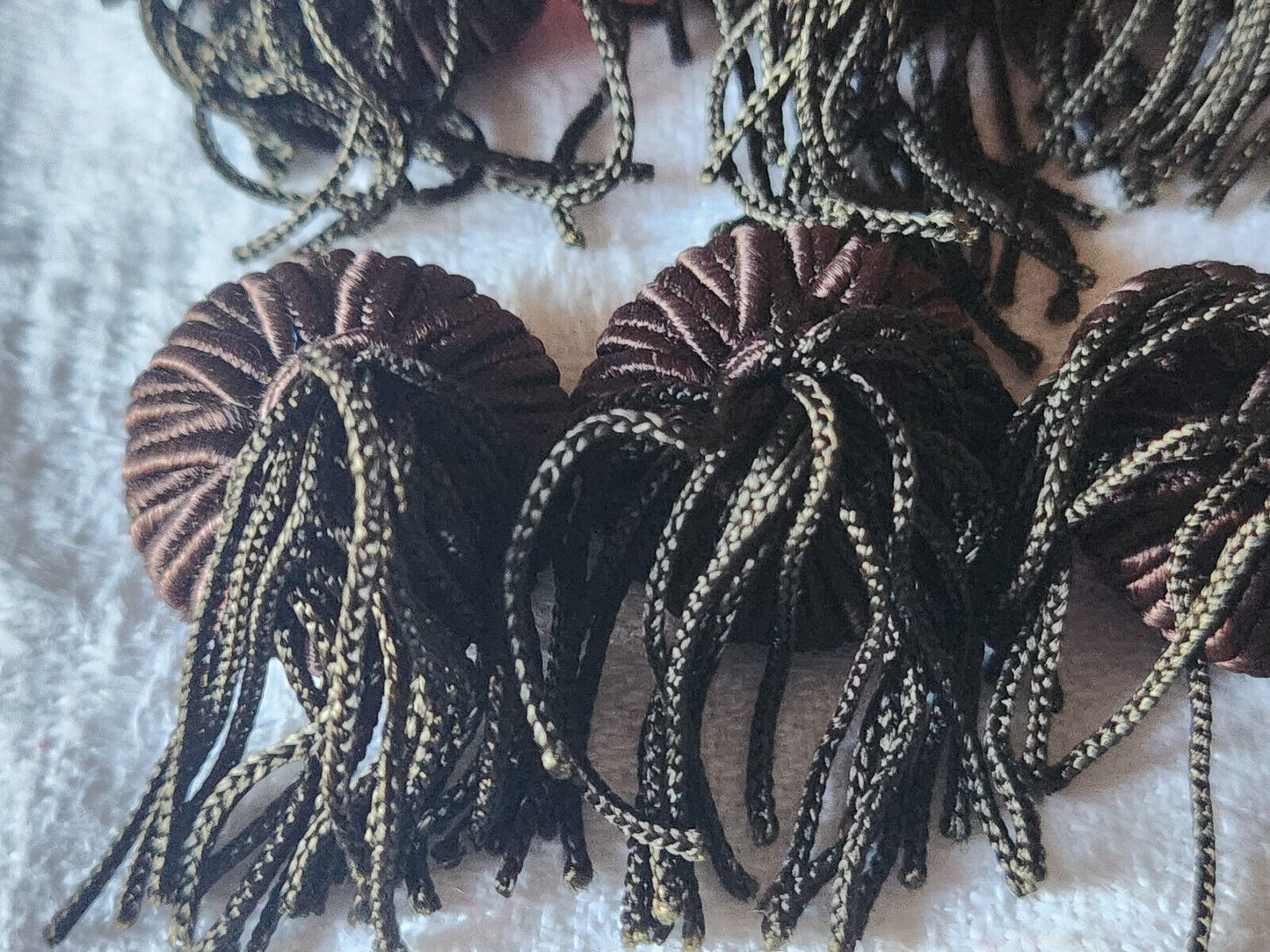 Lot 6 boutons anciens vintage passementerie marron pendant 2,1 cm ref 5880