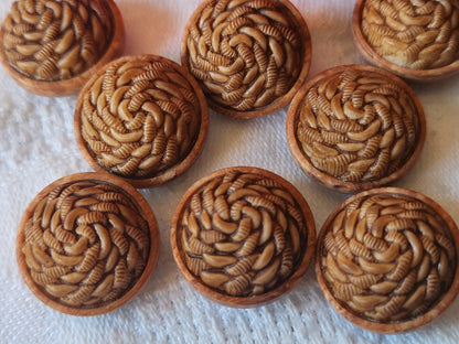 Lot 7 boutons vintage marron effet bois à pied 1,7 cm ref 2516