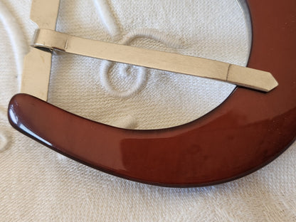 Très grosse boucle de ceinture vintage superbe marron  foncé