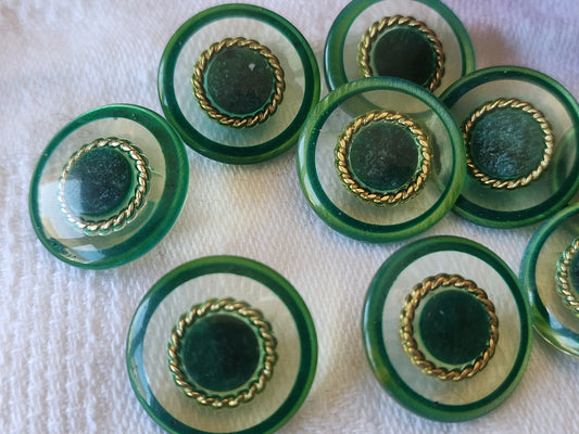 Lot 8 boutons vintage à pied vert inclusion 1,7 cm ref 4962