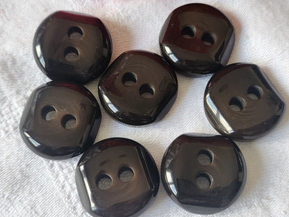 Lot 7 jolis boutons vintage marron incurvé trous 2,1 cm ref 4890