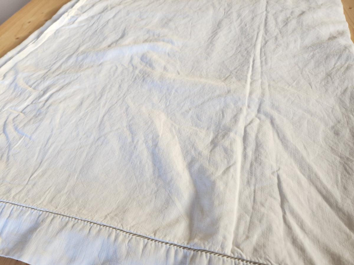 Ancien grand drap  coton monogramme CM jour 215 sur 310  cm  B8