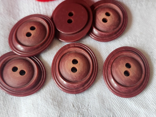 Lot 6 boutons vintage marron ovale  2,3 sur 2,6 cm ref 2449