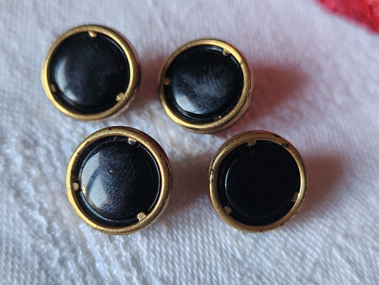 Lot 4 boutons anciens en verre doré or diamètre 1,3 cm  D7P