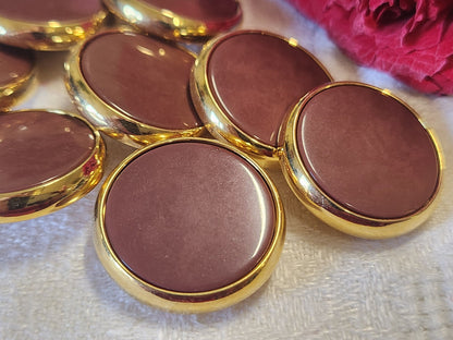 Lot 6 boutons vintage marron doré pied 2,3 cm lourd métal  ref 165