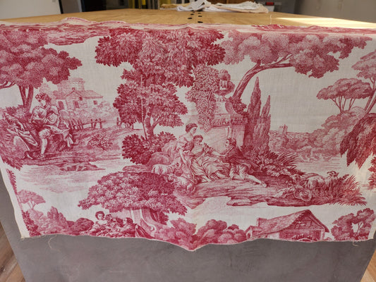 Ancien coupon de tissu toile de jouy "le printemps " d'aprés Boucher petit B6