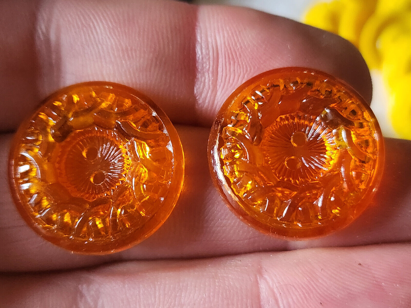 Lot 10 boutons vintage orange travaillé  2,3 cm ref 3191 manufacture moyenne