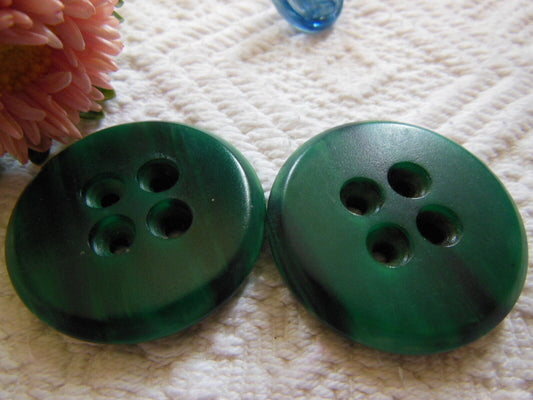 Duo gros boutons anciens vert veiné mat sapin  manteaux 3,5 cm ref  1660