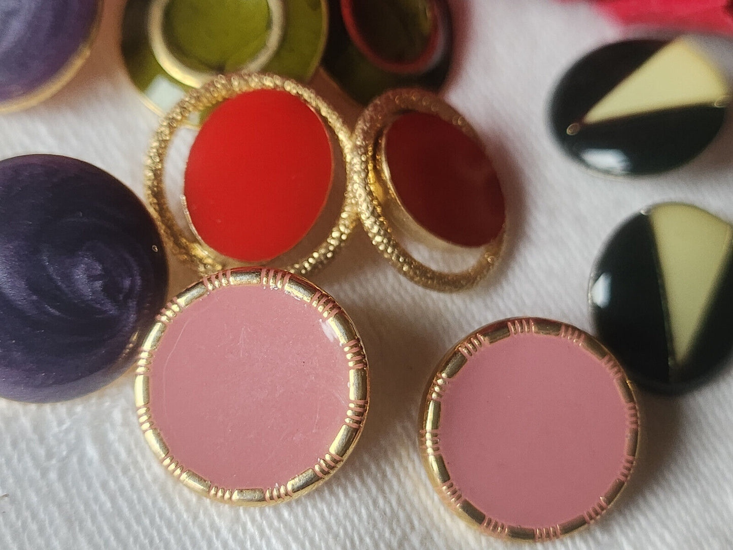 Lot 10 boutons vintage en métal  duo pied panaché 1,6 cm ref 1304