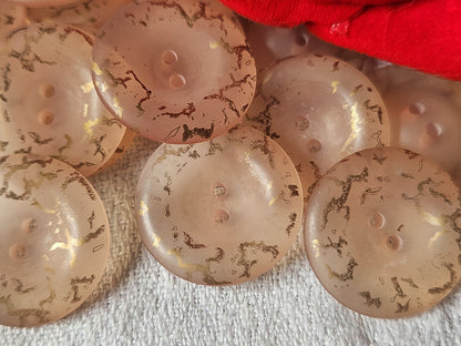 Lot 14 boutons vintage incurvé rose mat touche doré 2,2 cm ref 636