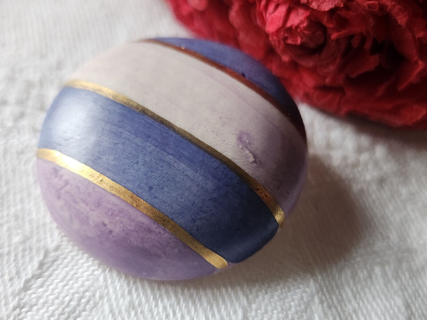 Enorme bouton vintage céramique parurier collection 3,3 cm pied violet D3F