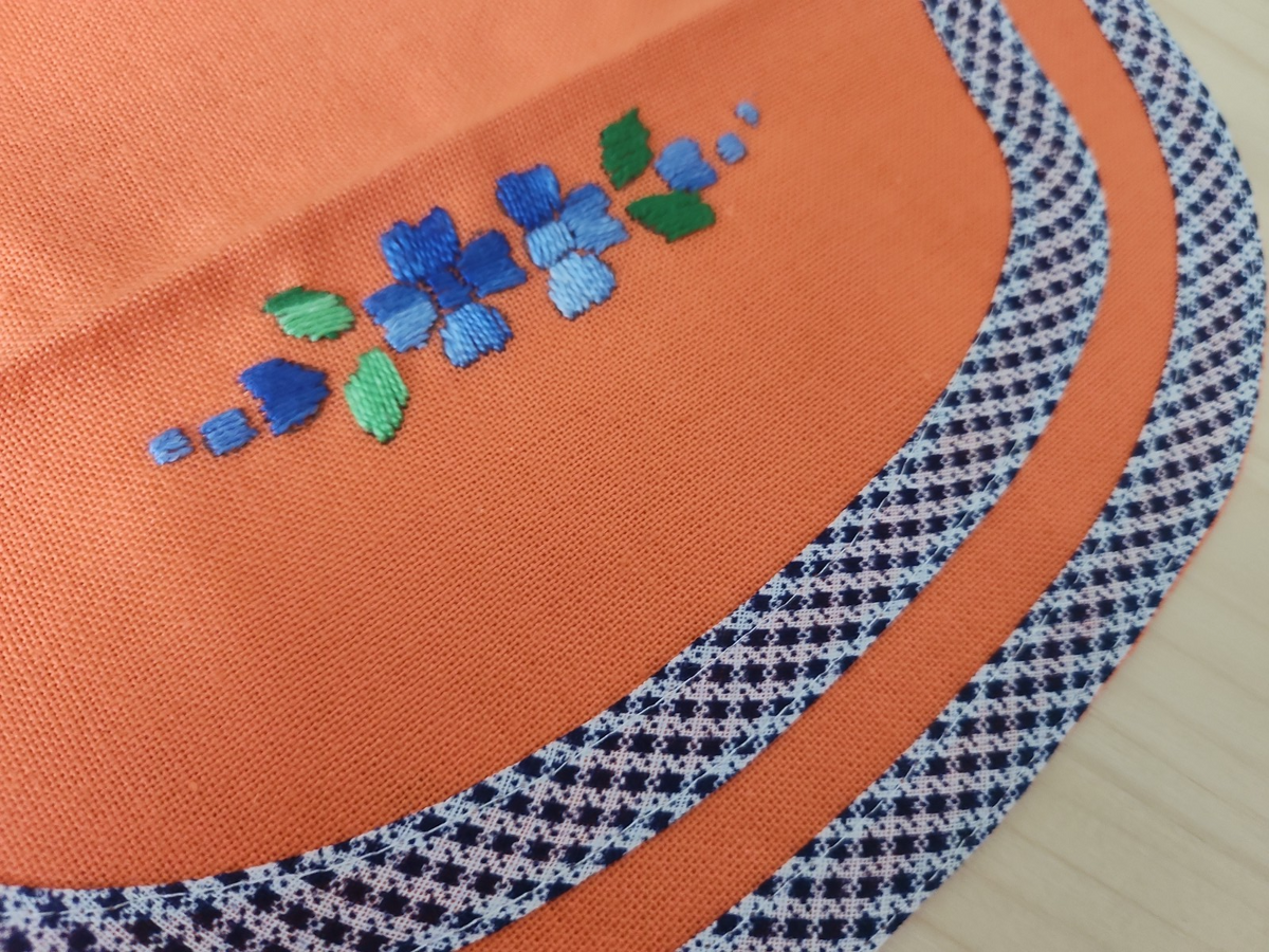 Ancien porte serviette  fait main saumon pochette 13 cm sur 25,5 cm B4