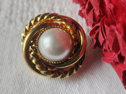 Collection bouton ancien en métal doré perlé superbe 2,5 cm D19K