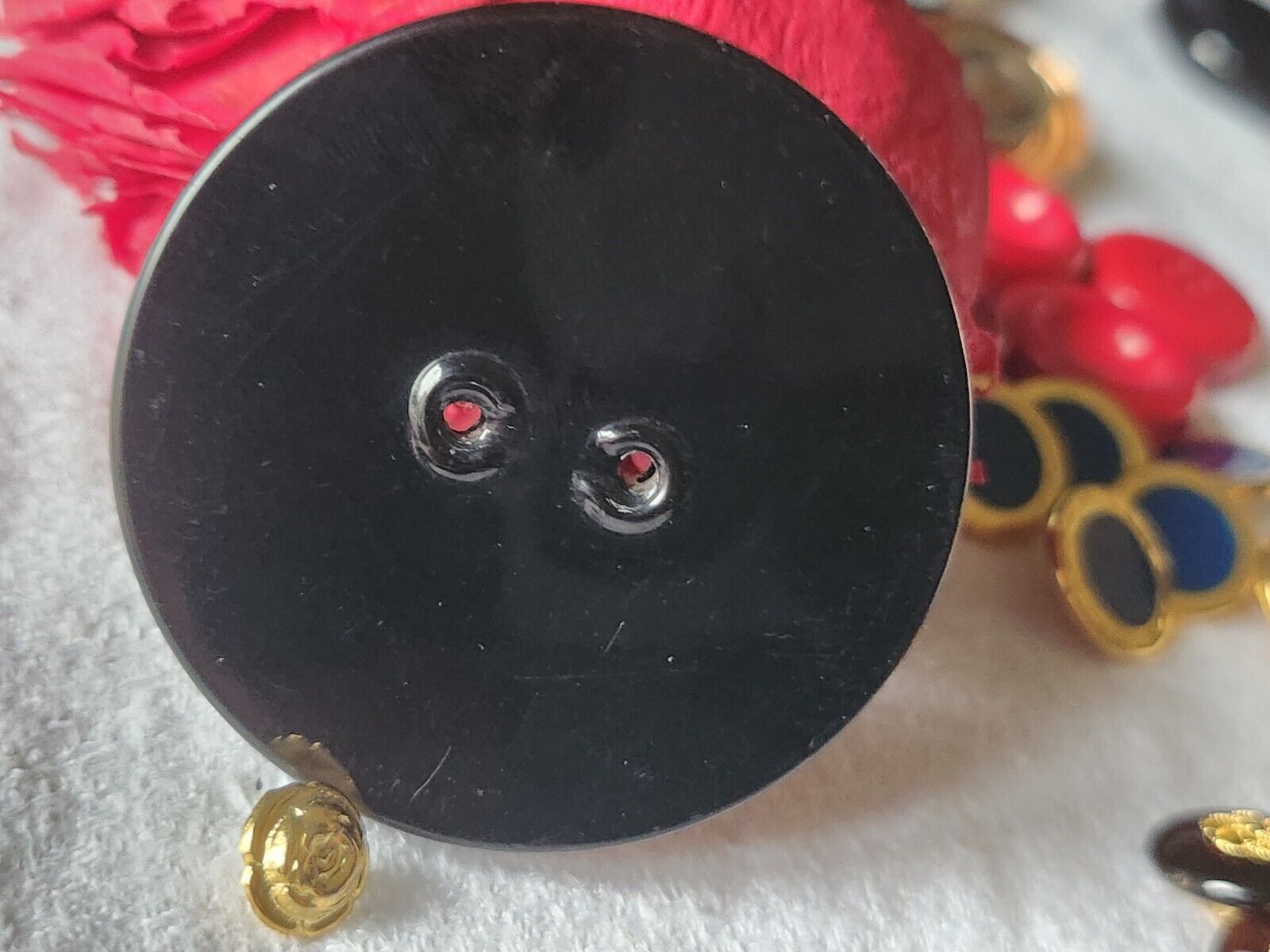 Enorme bouton ancien en celluloïd noir XXL 5 cm ou 50 mm ref 933