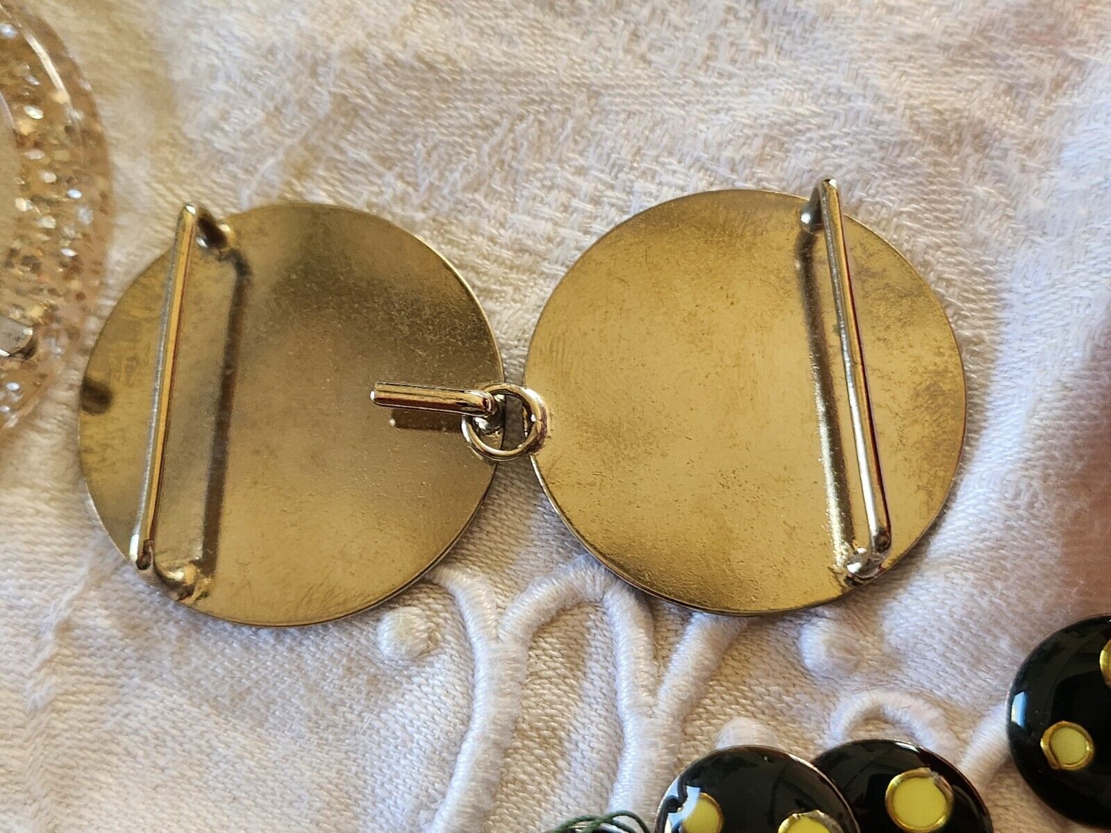 Rare Boucle de ceinture avec ses 10 boutons assortis noir métal ref 0034