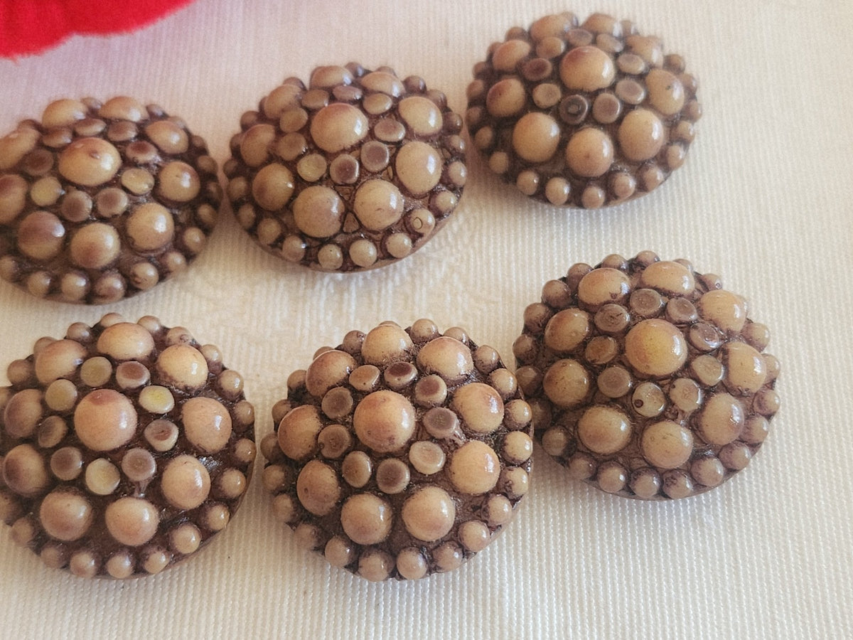 Lot 6 boutons vintage en résine marron  2,1 cm ou 21 mm pied ref 6261