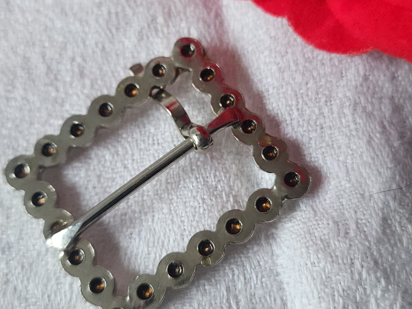 Boucle de ceinture ancienne vintage metal strass