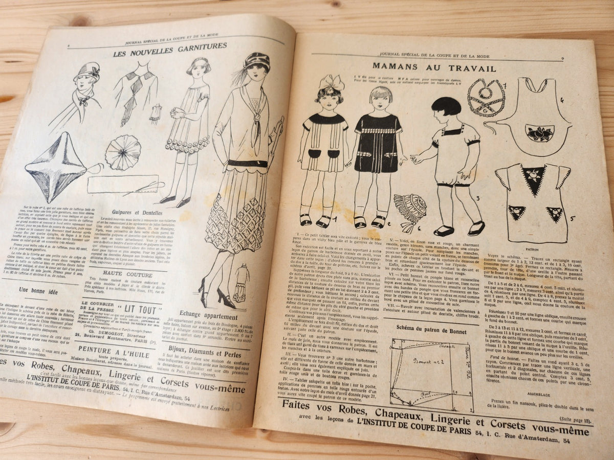 Journal de l'institut de coupe de paris année folle mode Mai 1926 patron