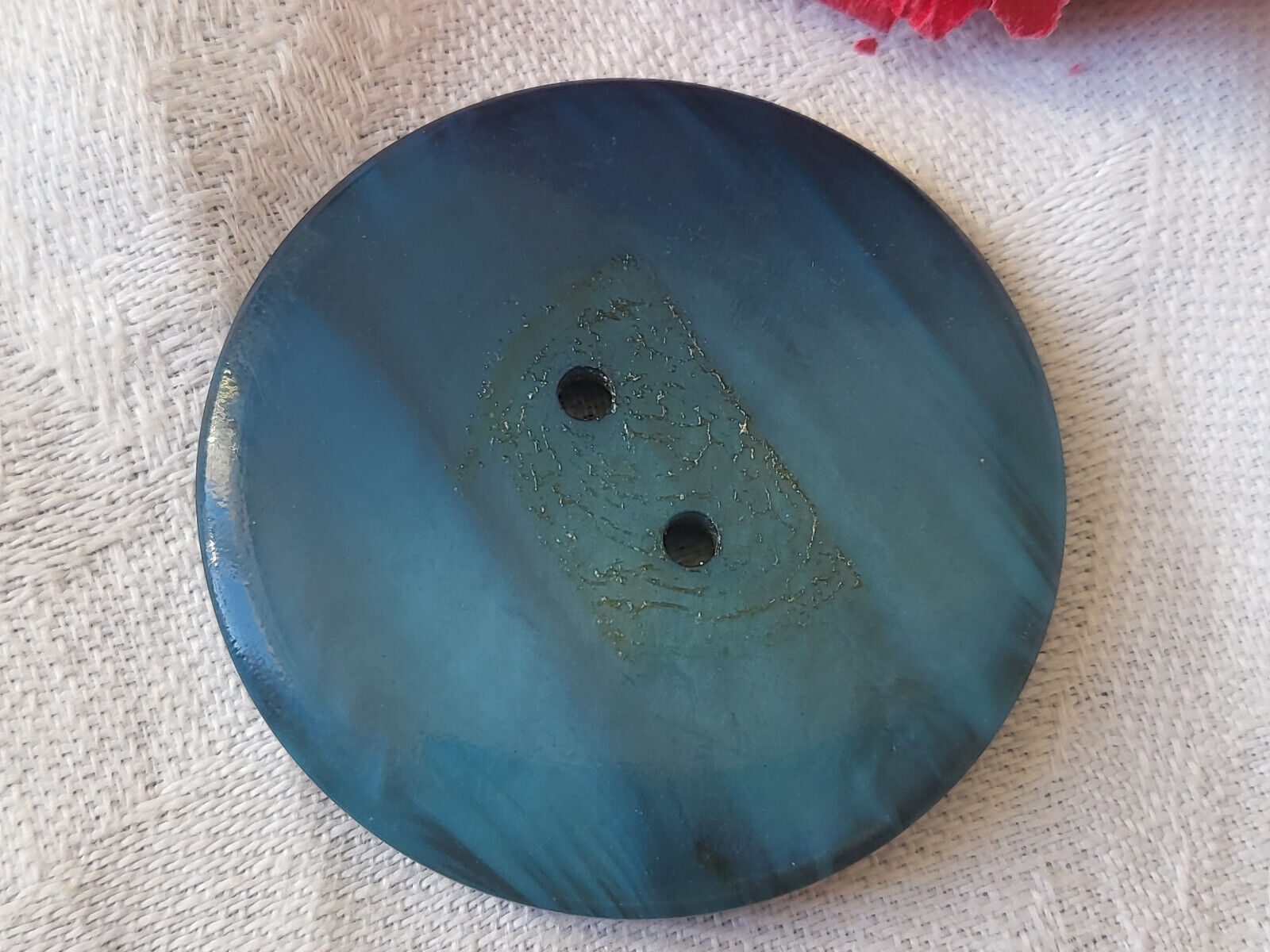 Gros bouton vintage bleu dégradé à trous XXL 4,1 cm ou 41 mm  ref 2988