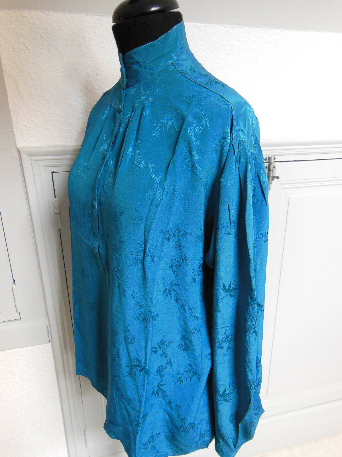 Pur vintage haut tunique Cacharel bleu paon lumineux 40/42? ref PORT