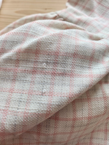 Petite robe ancienne enfant poupée vintage blanc rose épaisse B8