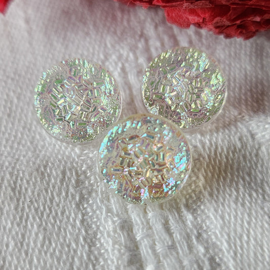 Trio mini boutons anciens en verre 1,1 cm mordoré  G10A