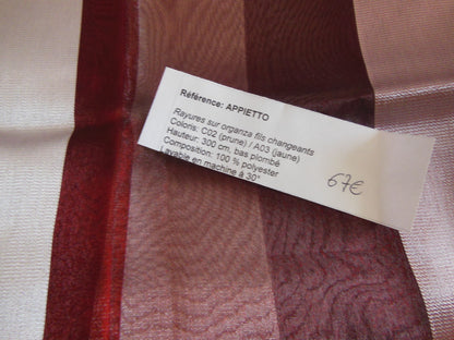 Coupon tissu moderne voilage modèle Appietto violet  1 m 0 2 sur 1 m 10 B3