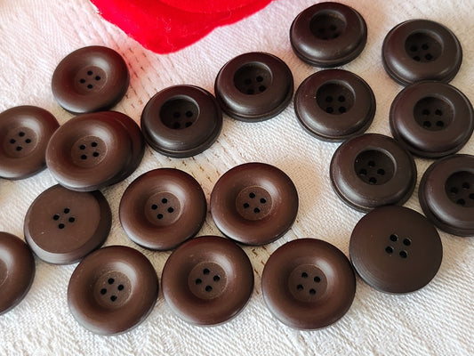 Lot 20 boutons vintage marron deux séries trous 1,7 cm 17mm  ref 4000