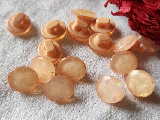 Lot 15 mini boutons vintage à pied  peche rose mordoré 0,8 sur 1 cm ref 2745