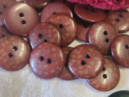 Lot 12 boutons vintage marron effet mosaique trous 2 cm ref 0007