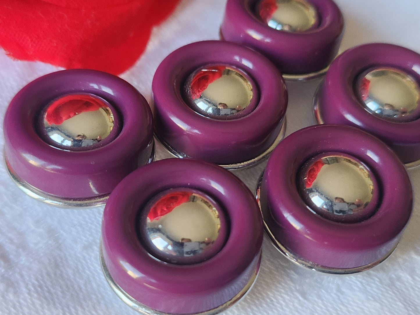 Lot 6 boutons vintage prune argenté 2,2 cm à pied ref 3902