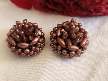 Duo boutons anciens torsade perle main bijoux parurier 2 cm D19K