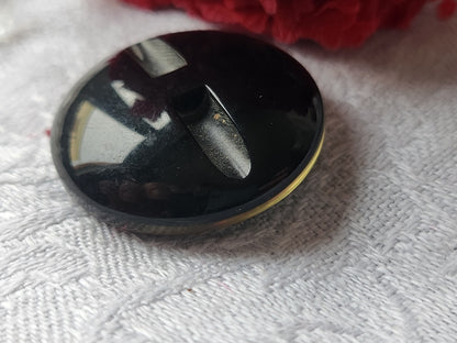 Joli bouton vintage gros inclusion noir bijoux  3 cm ref 4548
