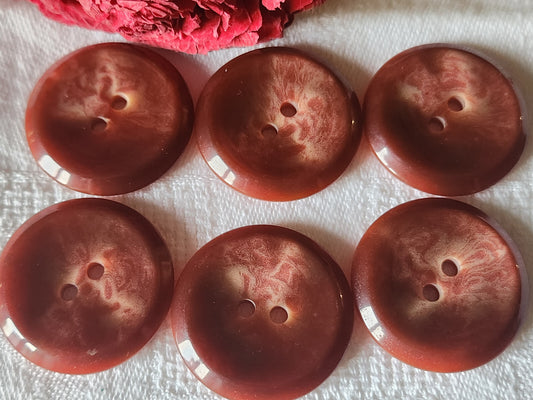 Lot 6 gros boutons vintage marron trous 2,8 cm manteaux ref 1746