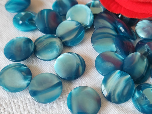 Lot 18 boutons vintage à pied bleu canard ombragé lumineux pied 1,5 cm ref 1690