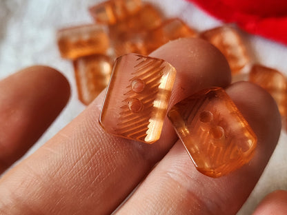 Lot 16 boutons vintage  orange rectangle trous 1,1 sur 1,5 cm ref 461