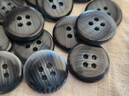 Lot 12 boutons vintage camaïeu bleu trous 1,8 cm ref 3047