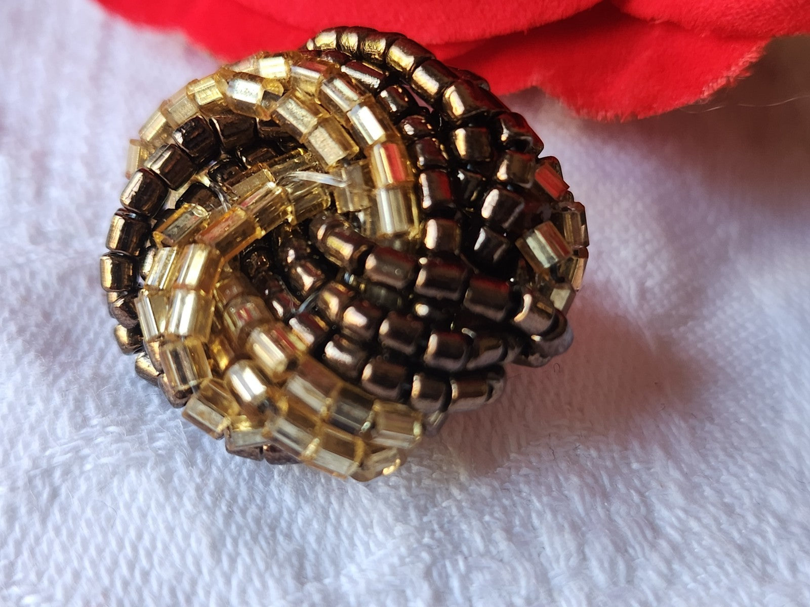 Bouton vintage en métal torsade de perle bijoux parurier 2,5 cm G2L