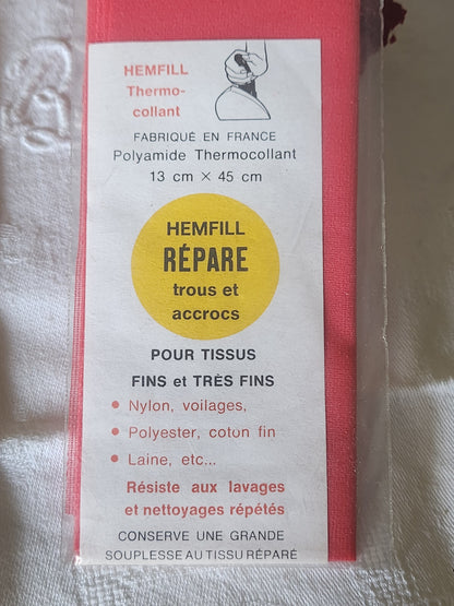 Hemfill Vintage ancien "répare trous et accroc" tissus fins rouge thermocollant