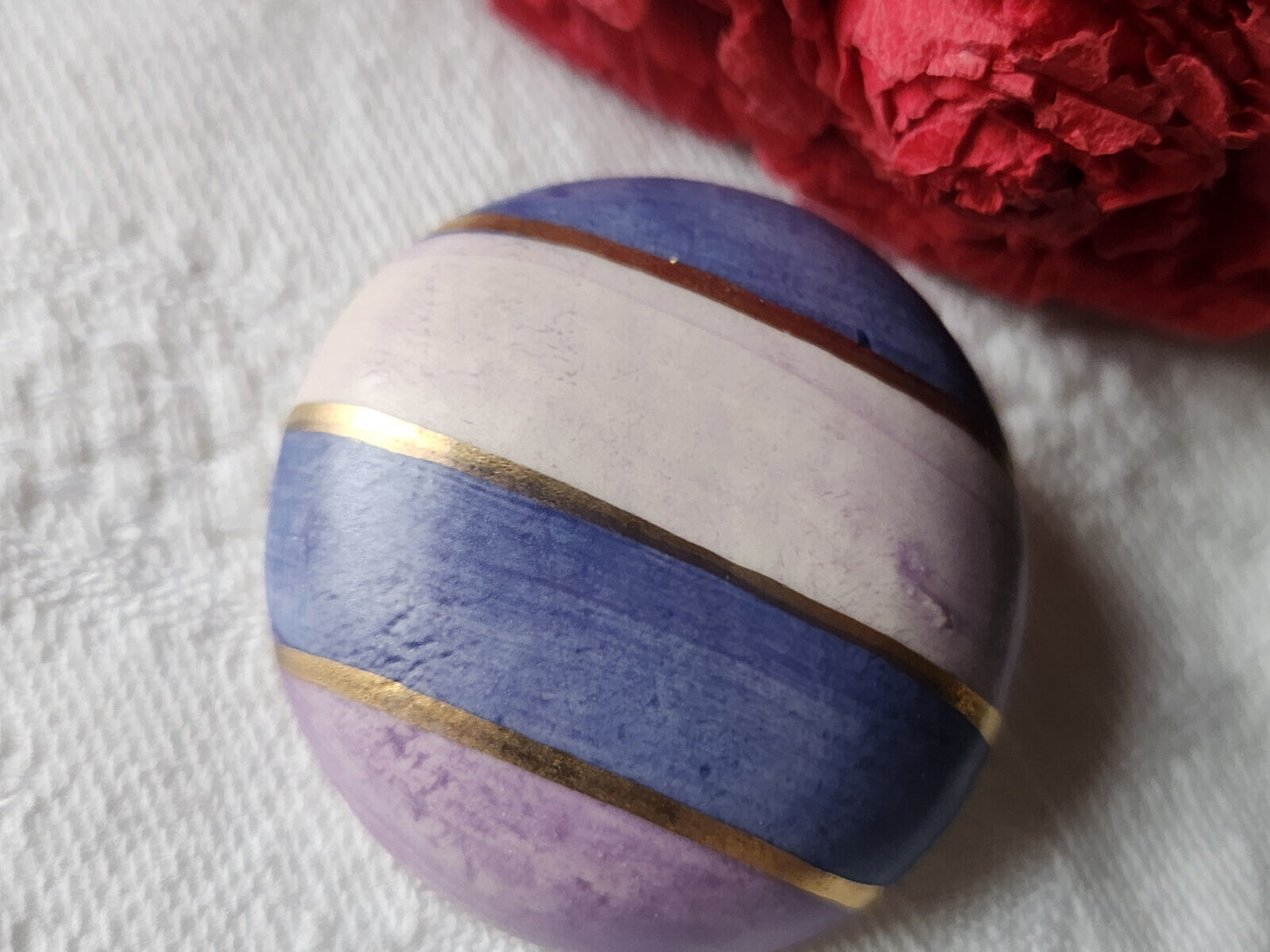 Enorme bouton vintage céramique parurier collection 3,3 cm pied violet D3F