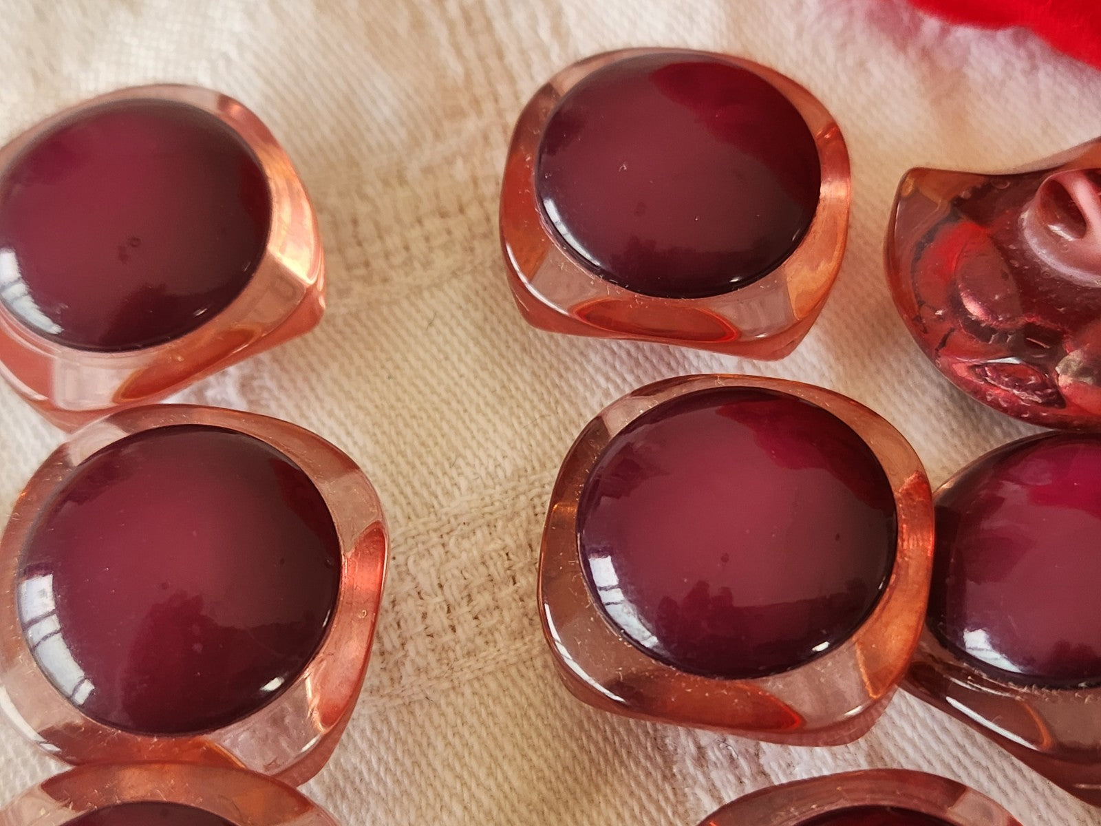 Lot 6 gros boutons vintage superbe violet pied 2,3 cm ou 23 mm ref 6436